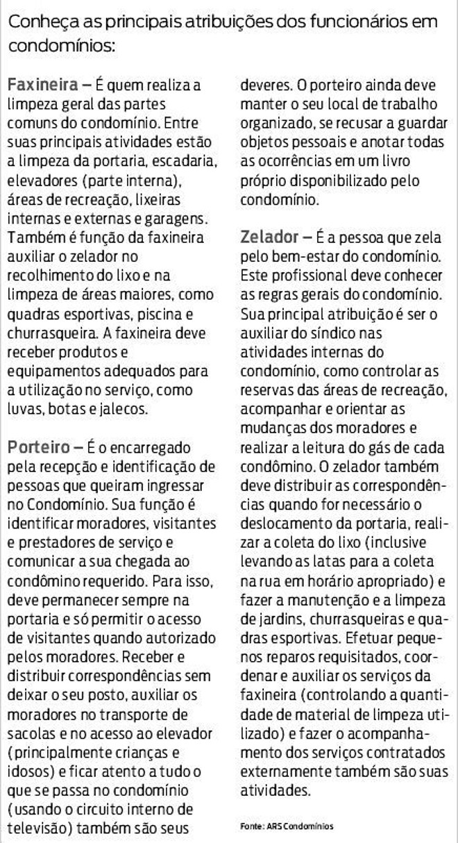 Conheça as principais atribuições dos funcionários em condomínios |