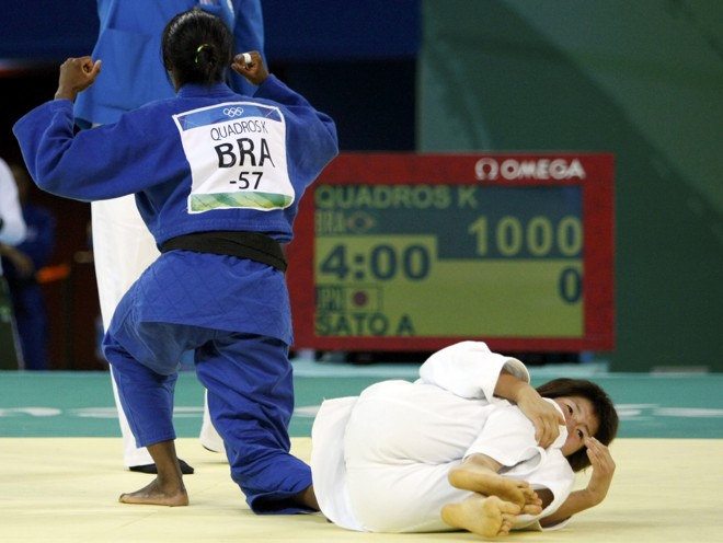 Mas para chegar a disputa do bronze, a brasileira teve de passar pela japonesa Aiko Sato |