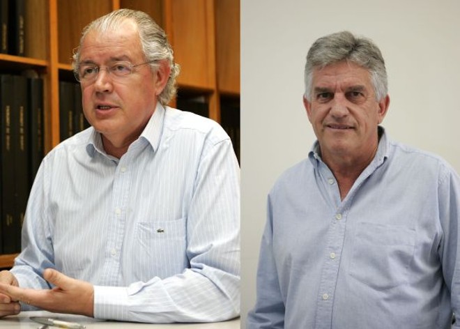 O tucano Hauly (esq) e seu candidato a vice Celso Marconi, do Democratas |