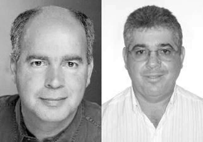 Francisco Carlim, o Xiquinho, (esq) e seu candidato a Milton Araújo Costa, ambos do PSDB | 