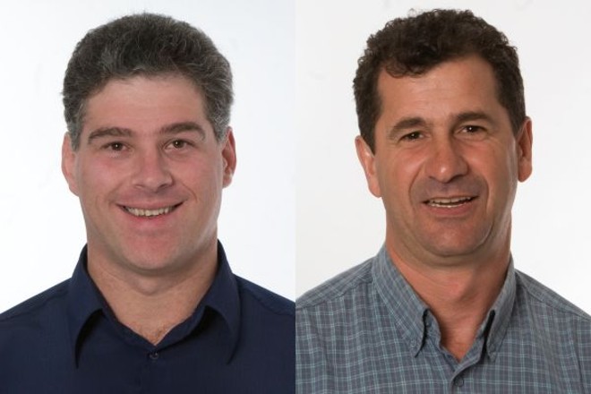 Sandro Setim (esq) e seu candidato a vice Antonio Fenelon, o Toninho da Farmácia, ambos do Democratas | 