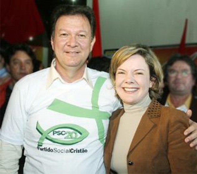 A petista Gleisi e seu candidato a vice Antonio Borges dos Reis do PSC | 