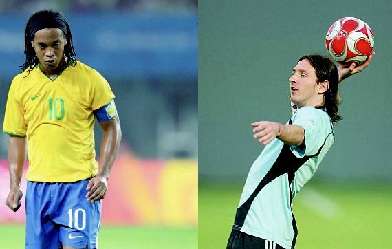 Idolatrados pelos chineses, Ronaldinho e Messi podem estar frente a frente na semifinal olímpica. | Daniel Aguilar; Marcelo del Pozo/ Reuters