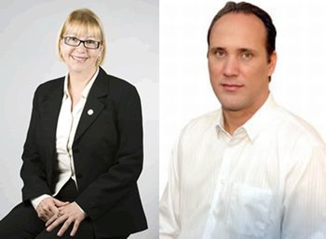 Marilise da Cruz do PV e seu candidato a vice Fernando Dias Lima do PC do B |