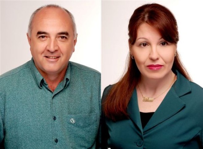 Lauro Padilha e sua candidata a vice Selma Cogo, ambos do PV | 