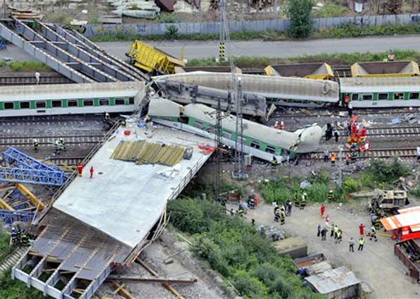 Vista aérea do acidente de trem em Studenka | Reuters