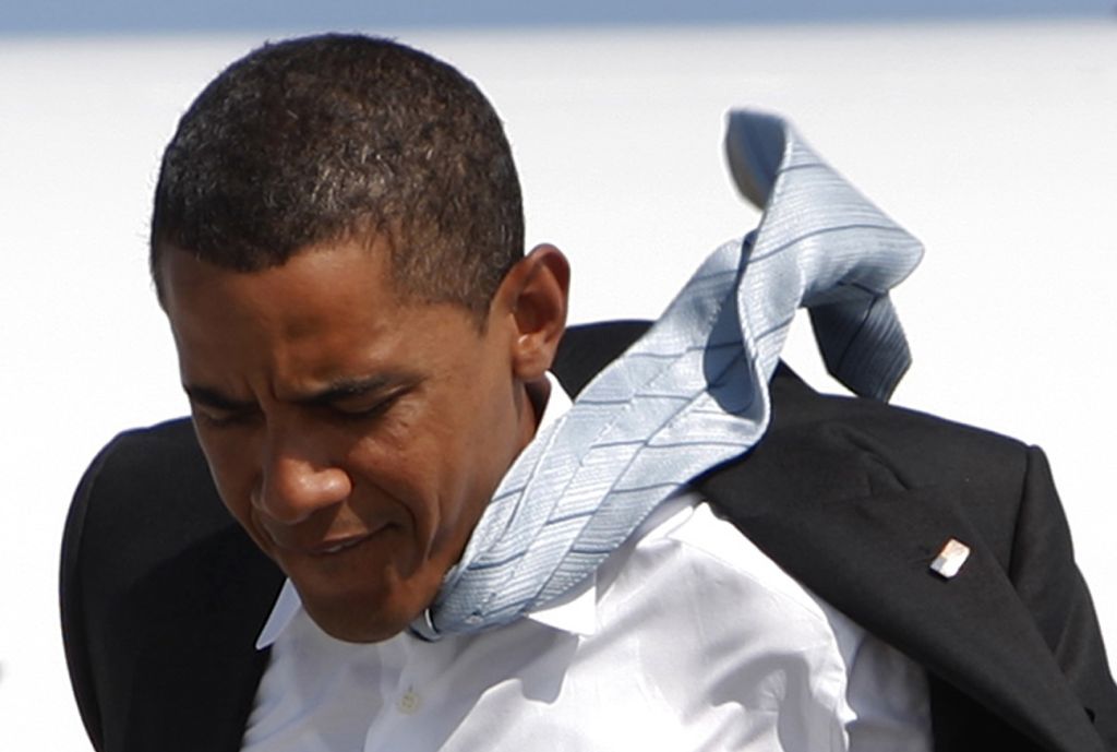 Obama surgirá entre colunas de madeira prensada pintadas de branco | Jim Young / Reuters