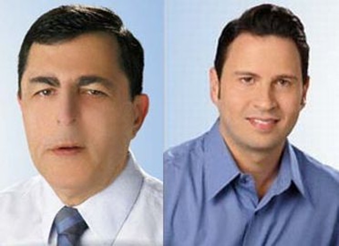 Antonio Belinati (esq) e seu candidato a vice Fernando Nicolau, ambos do PP |