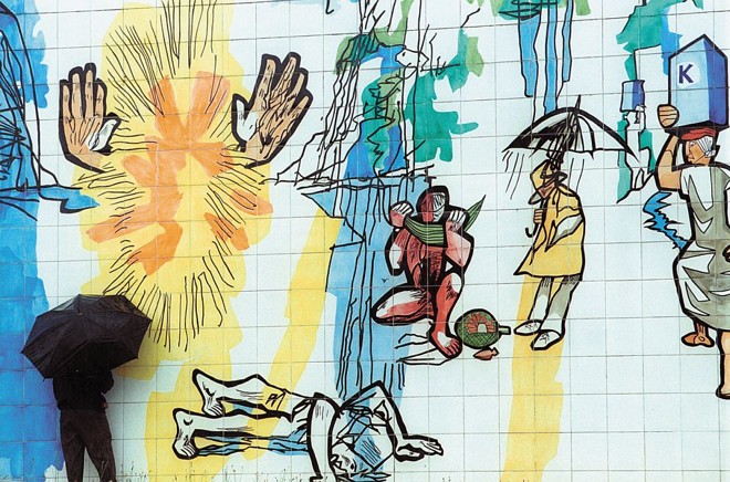 Esboços de painéis como este, do Alto da XV, fazem parte do acervo pessoal de Poty Lazzarotto |