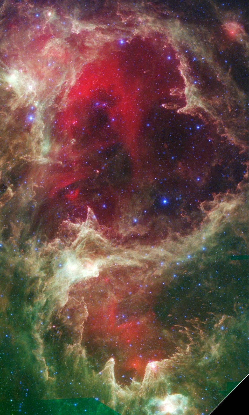 Estrelas maiores servem de "gatilho" para o nascimento de novas estrelas. As maiores estrelas dessa nuvem chegam a ser 60 vezes maiores que nosso Sol | Nasa / Reuters