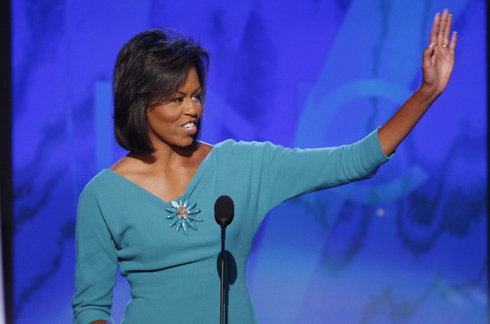 Em discurso na Convenção Democrata, Michelle Obama enfatizou o patriotismo do marido e sua história muito americana | Mike Segar/Reuters