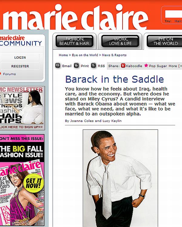 Revista norte-americana estampa entrevista de Obama em que diz que suas filhas rejeitam Paris Hilton | Reprodução / Marie Claire