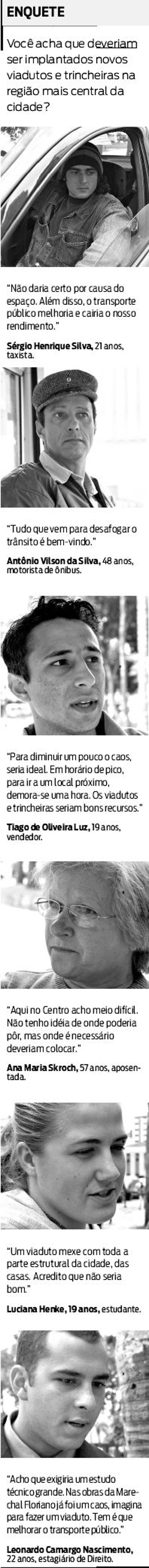 Veja o que os entrevistados disseram sobre a implantação de trincheiras e viadutos na região central da cidade |