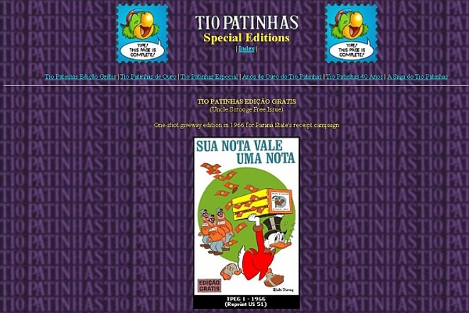 Para os fãs das histórias de Walt Disney, site traz coletânea de imagens das capas das revistas brasileiras da família Disney, desde os anos 50 | 