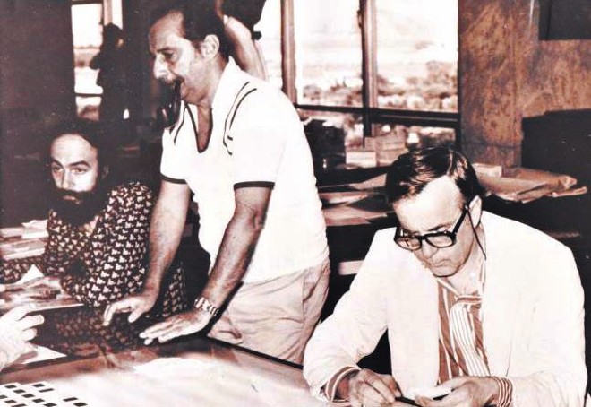 Na redação: Roberto Muggiati, Carlos Heitor Cony e o cineasta italiano Franco Zeffirelli | 