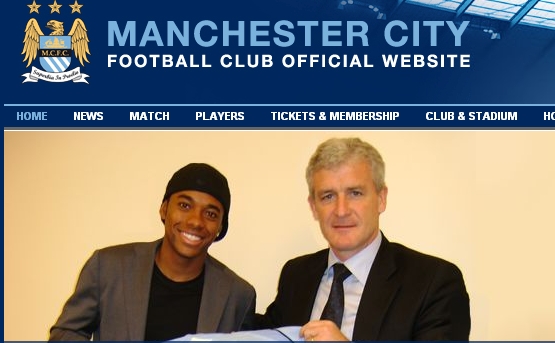 Robinho é destaque na página oficial do Manchester City na internet | Divulgação/ Site oficial