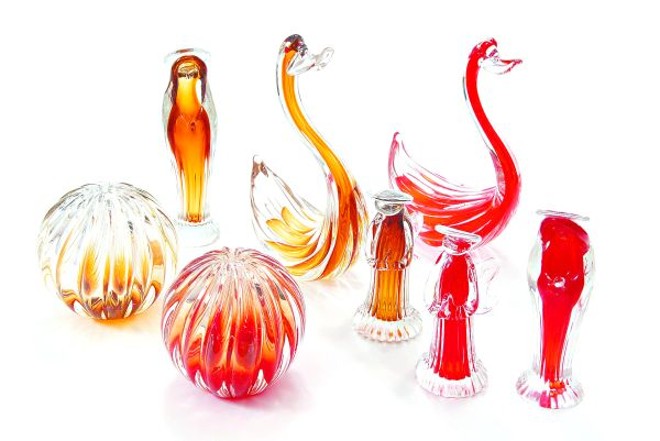 Opções de objetos decorativos em vidro de murano da Molinari Design |