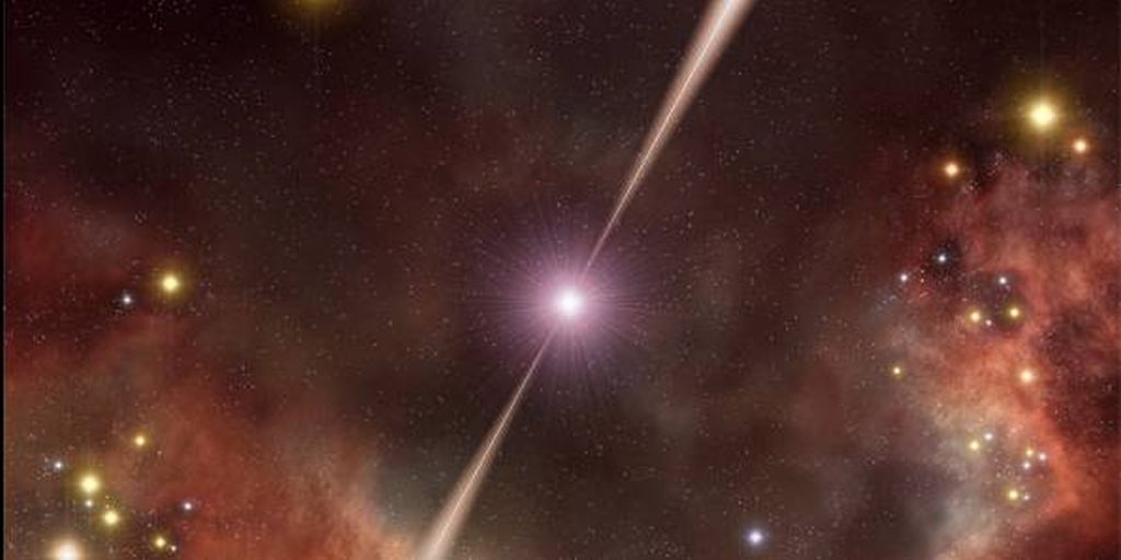 Concepção artística da rajada de raios gama mais brilhante já vista | ESO