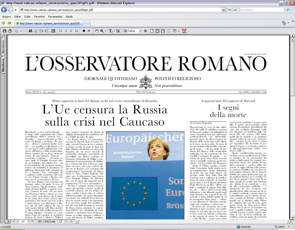 A capa do jornal católico | Reprodução