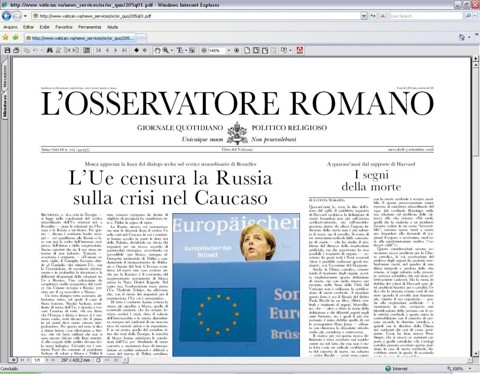 A capa do jornal católico | Reprodução