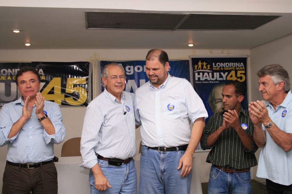 Alvaro Dias, Hauly e Canziani, na formalização do apoio do PTB ao tucano | Divulgação