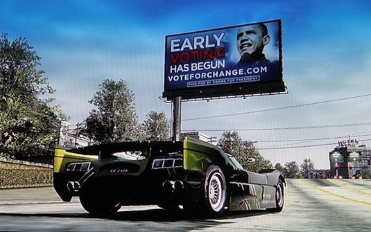 Outdoor de Obama pode ser visto em partidas on-line de Burnout paradise no Xbox 360 | Reprodução