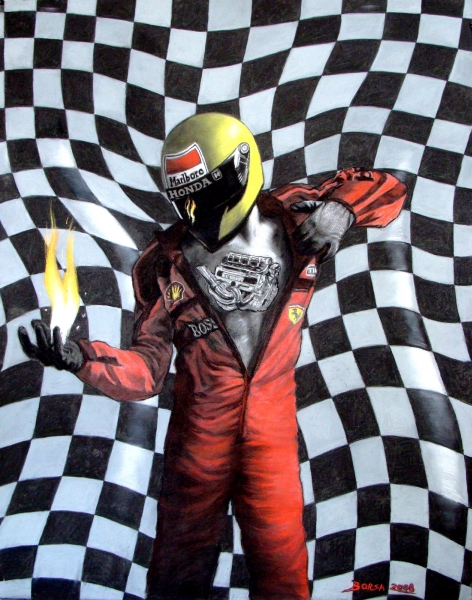 A arte da velocidade- Para esquentar o clima do GP Brasil de Fórmula 1, marcado para o dia 2 de novembro, será aberta na próxima semana, em São Paulo, uma exposição de arte sobre a categoria. São 25 obras, entre esculturas e pinturas, relacionadas à velocidade. Acima, telas de Carlos Borsa (alto) e Manci Marconi. |