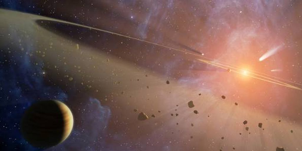 Concepção artística de planeta e cinturão de asteróides ao redor de Epsilon Eridani | Divulgação