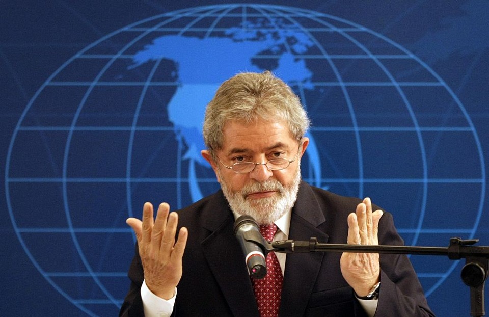 Platéia de altos executivos norte-americanos e autoridades do governo Bush ouviu Lula criticar EUA e dizer que "não é justo que a parte mais pobre do mundo termine pagando pelos desacertos que uns poucos fizeram" | Paulo Whitaker / Reuters