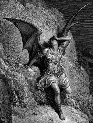 Visão tradicional da queda de Lúcifer desenhada pelo ilustrador Gustave Doré no século 19 | Reprodução