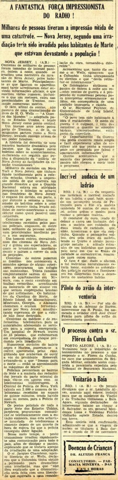 Veja a matéria publicada pela Gazeta do Povo em 2 de novembro de 1938 | Reprodução Gazeta do Povo
