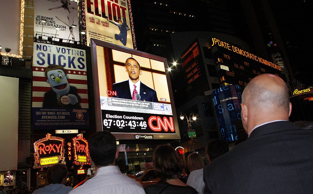 Obama terá anúncio transmitido em três das quatro cadeias de televisão em aberto: CBS, NBC, Fox, MSNBC, Univisión, BET e TV One | Joshua Lott / Reuters
