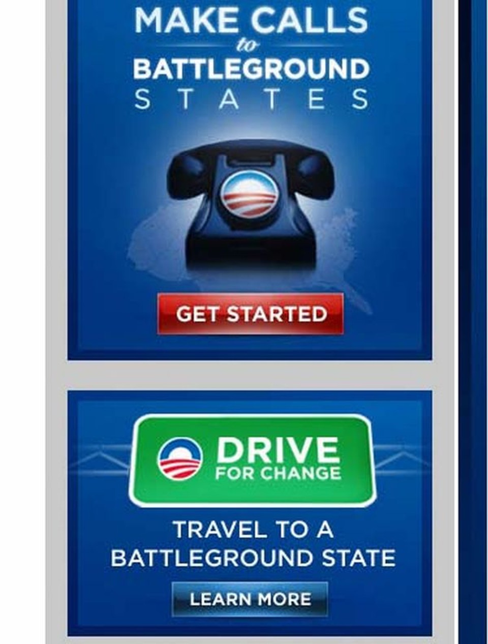 Página da campanha de Obama no Texas incentiva viagens a Estados disputados | Reprodução