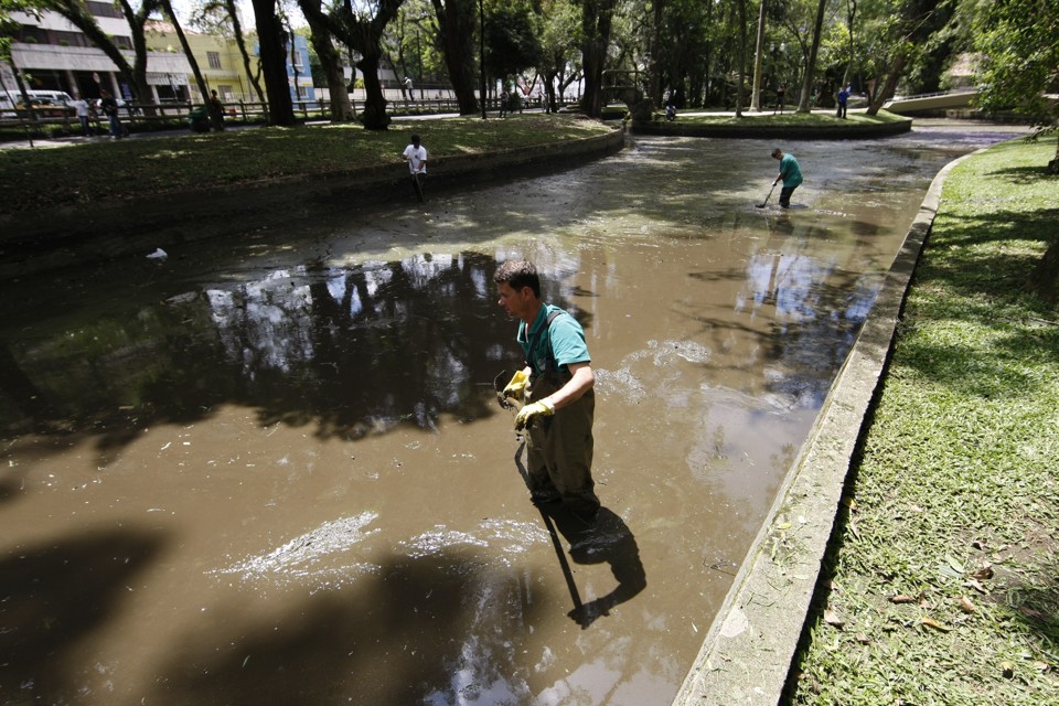 Limpeza dos lagos do Passeio Público, no Centro de Curitiba, deve ocorrer nos próximos 30 dias | Jonathan Campos/Gazeta do Povo