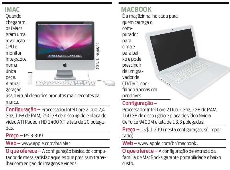 Saiba mais sobre o Imac e o Macbook |
