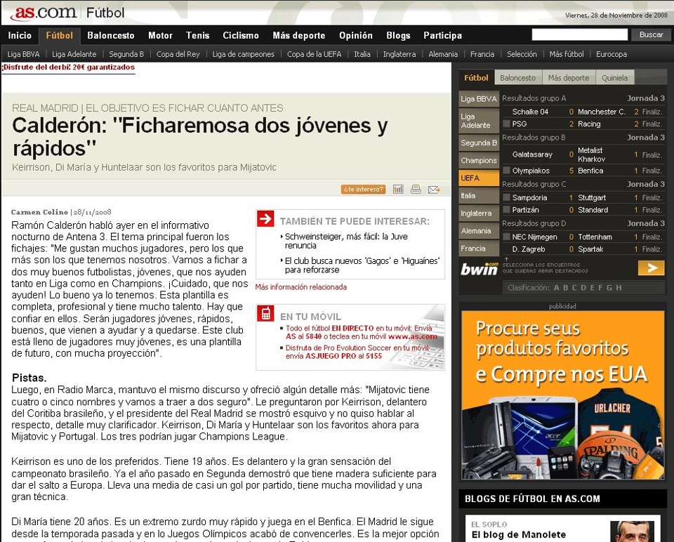 Jornal espanhol coloca Keirrison na mira do Real Madrid. Contratação seria anunciada em dezembro | Reprodução / Ás