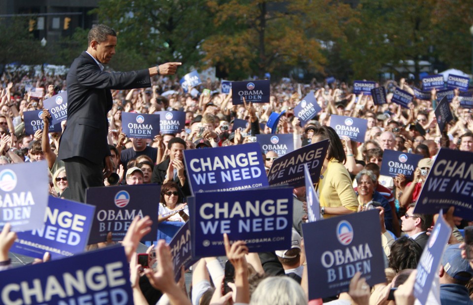 Obama faz disrcuso na cidade de Ohio. Candidato prometeu acabar com as divisões políticas dos EUA | Jason Reed / Reuters