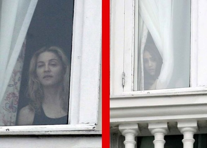 Madonna e sua filha Lourdes apareceram na janela do hotel, na manhã deste domingo | 