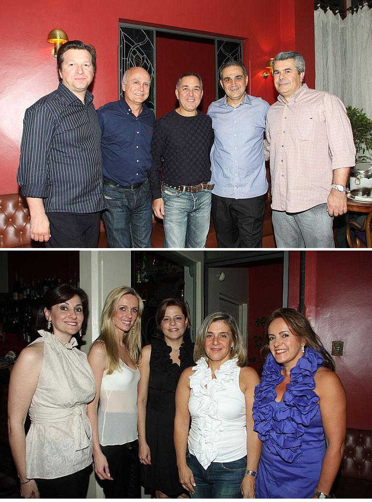 Uma das mesas mais movimentadas do Ile de France, no último sábado, era composta por Ernesto Carlos Fernandes (de preto, ao centro), CEO e presidente executivo do HSBC no Panamá; Alceu Vezozzo Filho (à sua esq.); Carlinhos Hauer (último à dir.); Márcio Moreira e Veríssimo Cubas (ambos à esq.), mais as respectivas mulheres Mariangela Cubas; Carla Vezozzo; Gisele Hauer; Márcia Fernandes e Ceila Carvalho (na 2ª foto) | Fotos: Mauro Campos