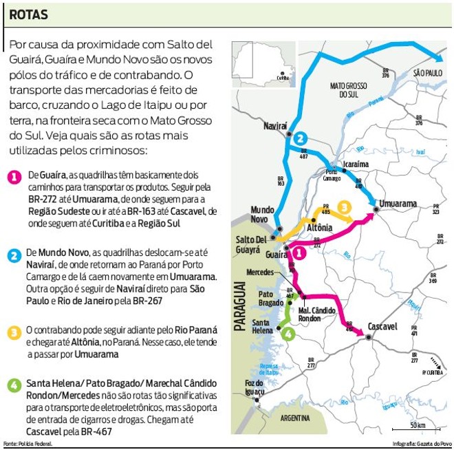 Veja quais são as rotas mais utilizadas pelos criminosos |