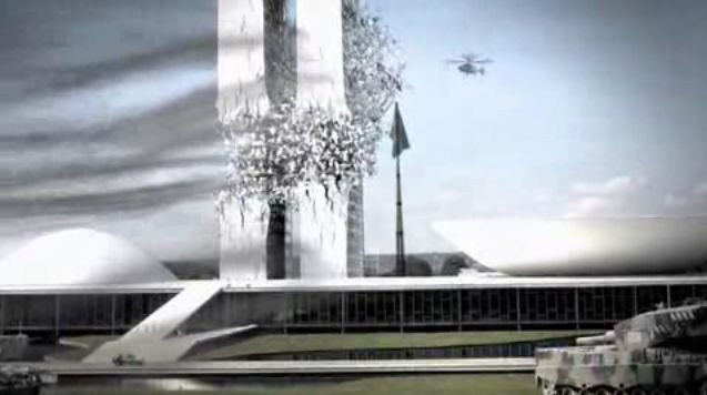 Vídeo que retrata o Congresso Nacional sendo destruído é uma das campanhas de marketing do longa O Dia em Que a Terra Parou | Reprodução / Trailer