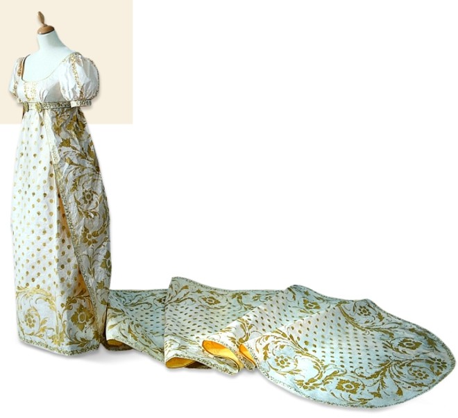 Vestido de papel que lembra a peça da rainha Josefina |