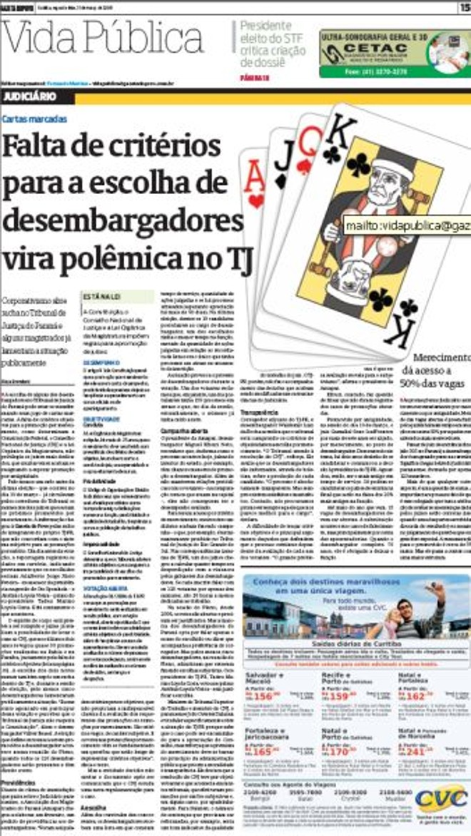 Katia Brembatti (foto 1) e o fac-simile da capa do caderno de Vida Pública com a reportagem sobre o TJ (foto 2), premiada pela AMB |