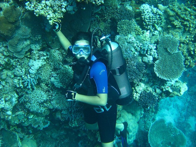 Lygia mergulhando no Sudão |