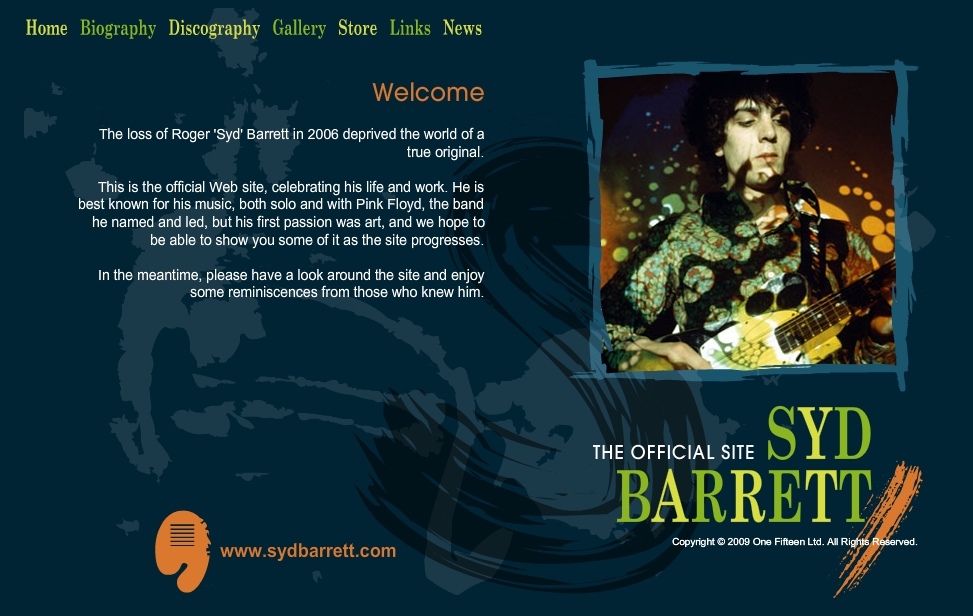 Site oficial de Syd Barrett | Reprodução