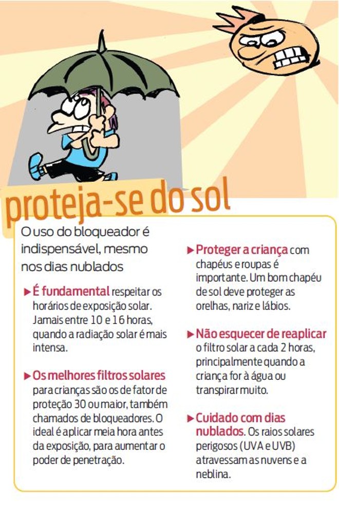 Proteja-se do sol com bloqueador, indispensável mesmo nos dias nublados |