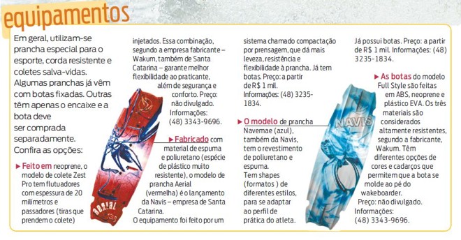 Veja os equipamentos utilizadas na prática do wakeboard | 