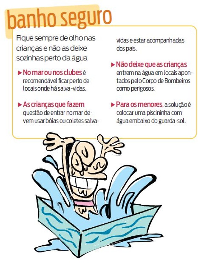 Fique sempre de olho nas crianças e não as deixe sozinhas perto da água |
