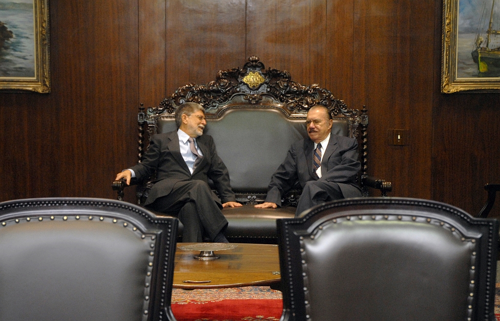 O chanceler Celso Amorim e o presidente do Senado, José Sarney: países ricos criam problemas que se voltarão contra eles | Marcello CasalJr/ABr