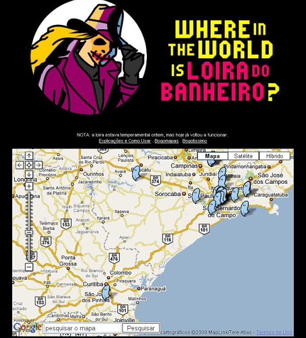 Loira do banheiro: descrições fantasmagóricas apontadas no mapa | Divulgação